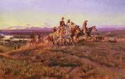 Charles M Russell Men of the Open Range painting